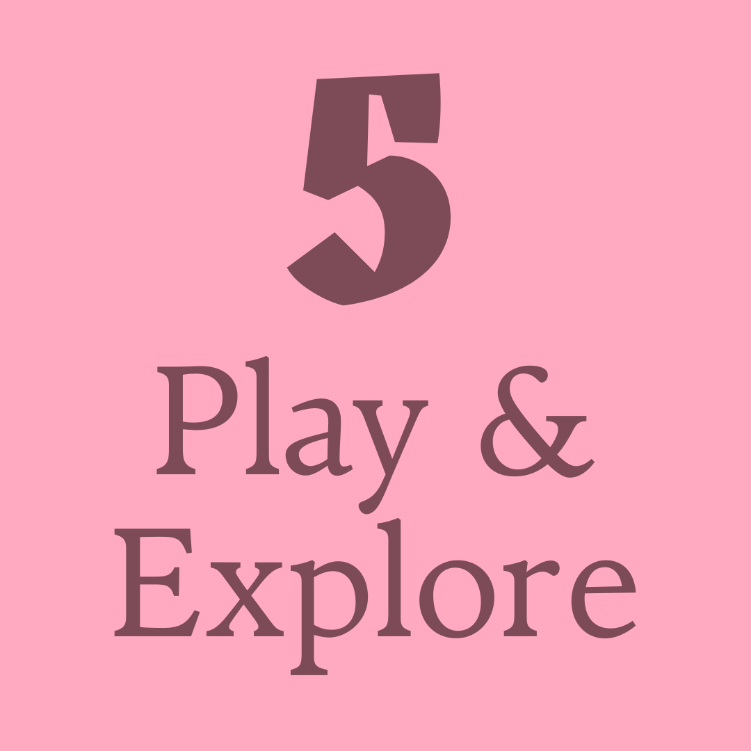 Number five play and explore on pink